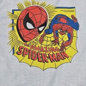 70s 80s Spider-Man Single‎ Stitch Pajama Vtg Marvel Kids Top Shirt Rare L/XL 14
